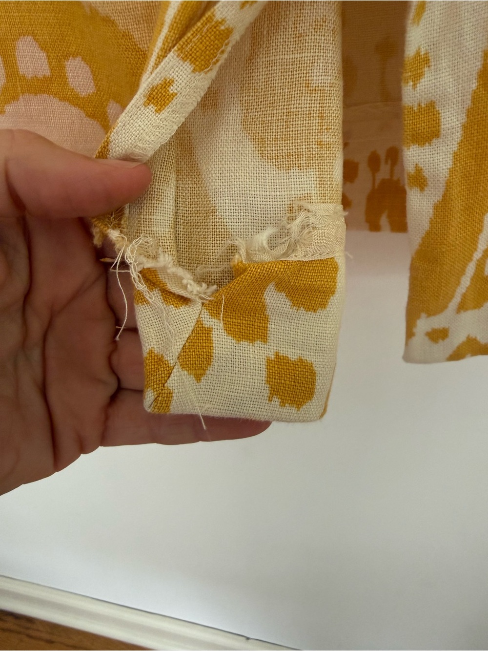 J.Crew 100% Linen Mustard Yellow Ikat Print Pencil Skirt Women's Size 6 - Picture 6 of 9